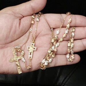 Gold and Silver Cross Pendant Necklace